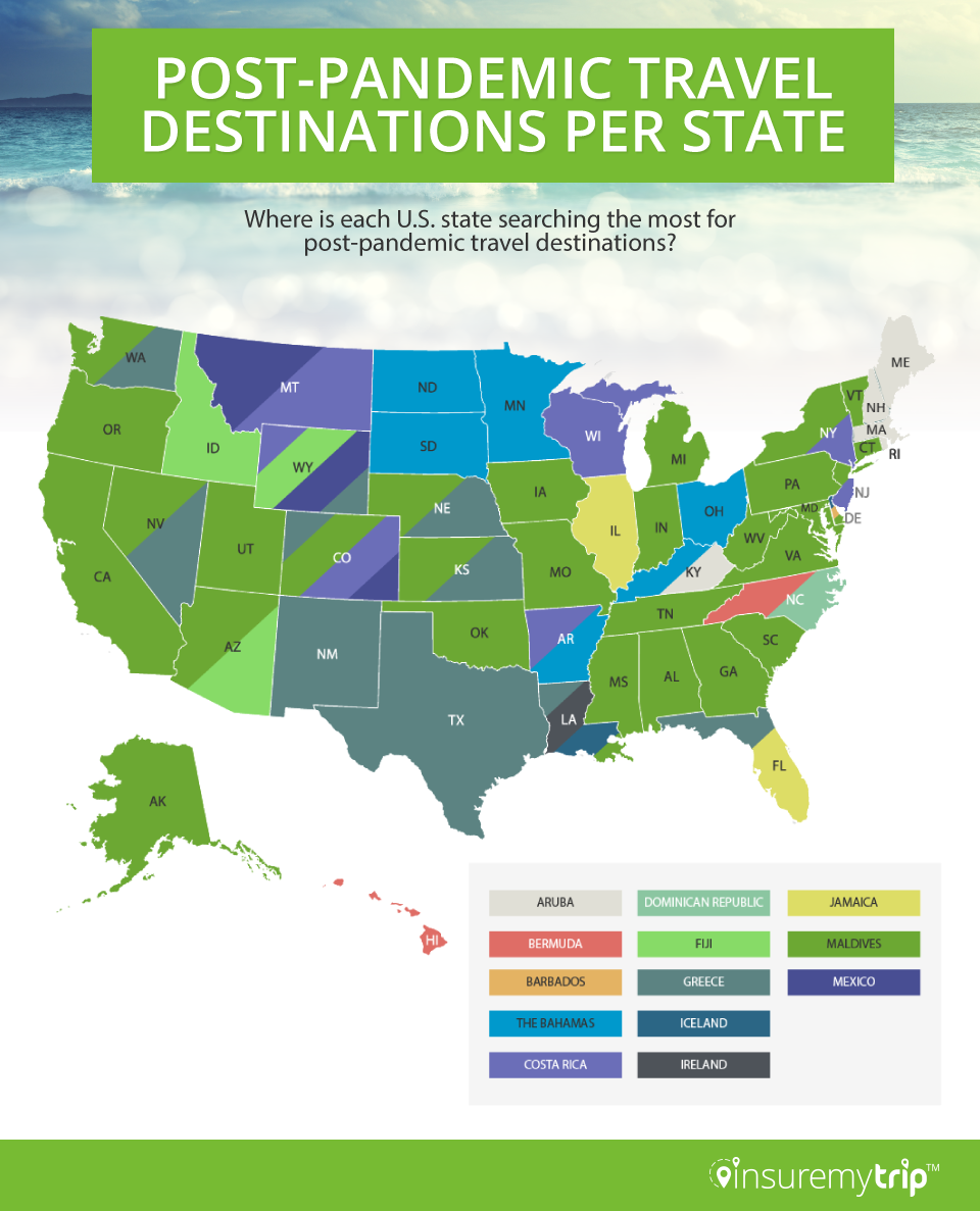 Post-Pandemic Travel Destination Searches Per State